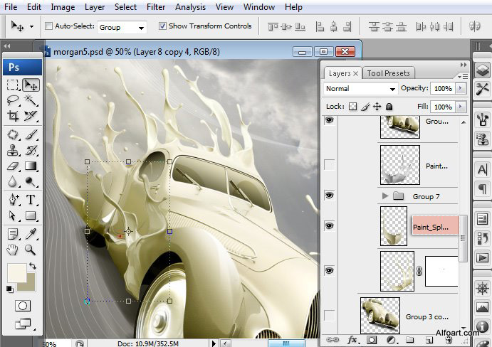 Luxury retro car poster with paint splashing effect. Talbot-Lago T-150 CSS, Retro car, clouds, paint splashes, Talbot-Lago T-150 CSS, car wallpaper